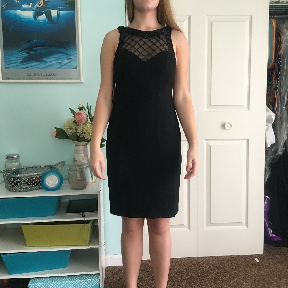 Black Cocktail Dress with Lace and Sequence
